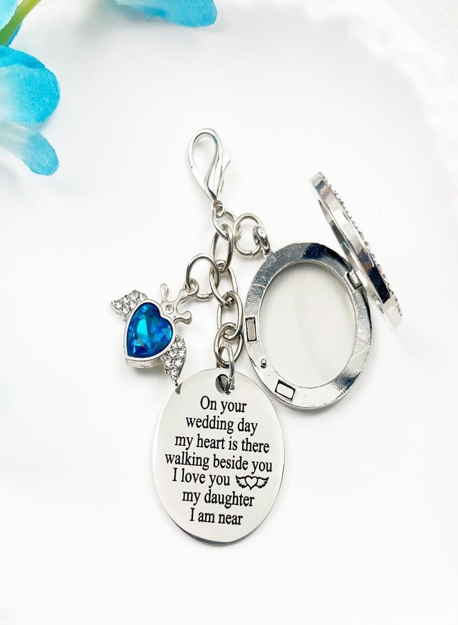 Dorla Cool Something Blue Charm for Bride Bouquet Rhinestone Photo Locket DIY Memorial Gifts Bridal Keepsake Wedding Accessories in Memory of Mom or Dad, Remembrance Gift - Image 4